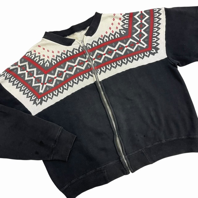 1950'S VINTAGE F/Z SWEAT SHIRT 「雪柄、ブラック」｜SAFARI