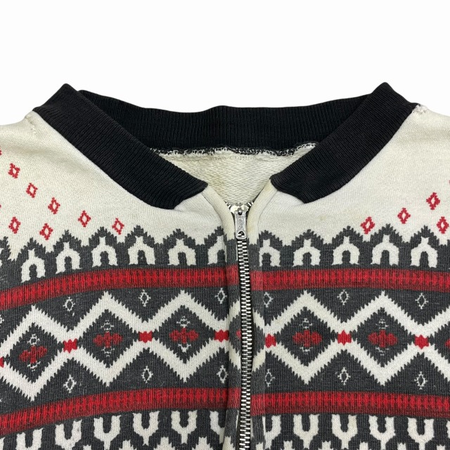 【SALE】「冬のささやき」　ジョンラッテンベリー氏 1950'S VINTAGE F/Z SWEAT SHIRT 「雪柄、ブラック」｜SAFARI