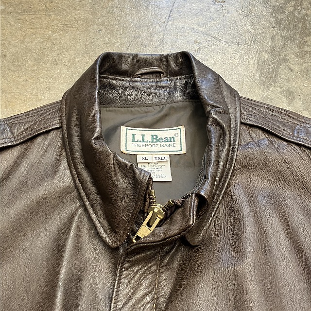 LL BEAN A-2 TYPE LEATHER JACKET 1980'S OLD XL-TALL｜SAFARI