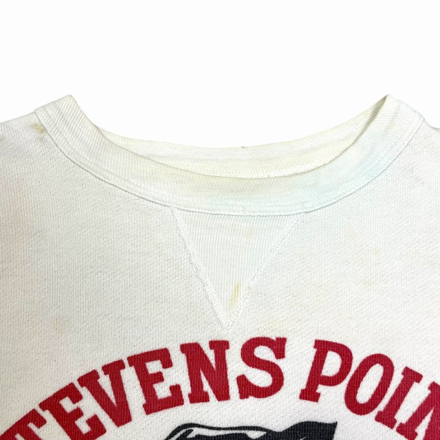 1950'S VINTAGE SWEAT SHIRT 「前V、染み込みプリント、STEVENS