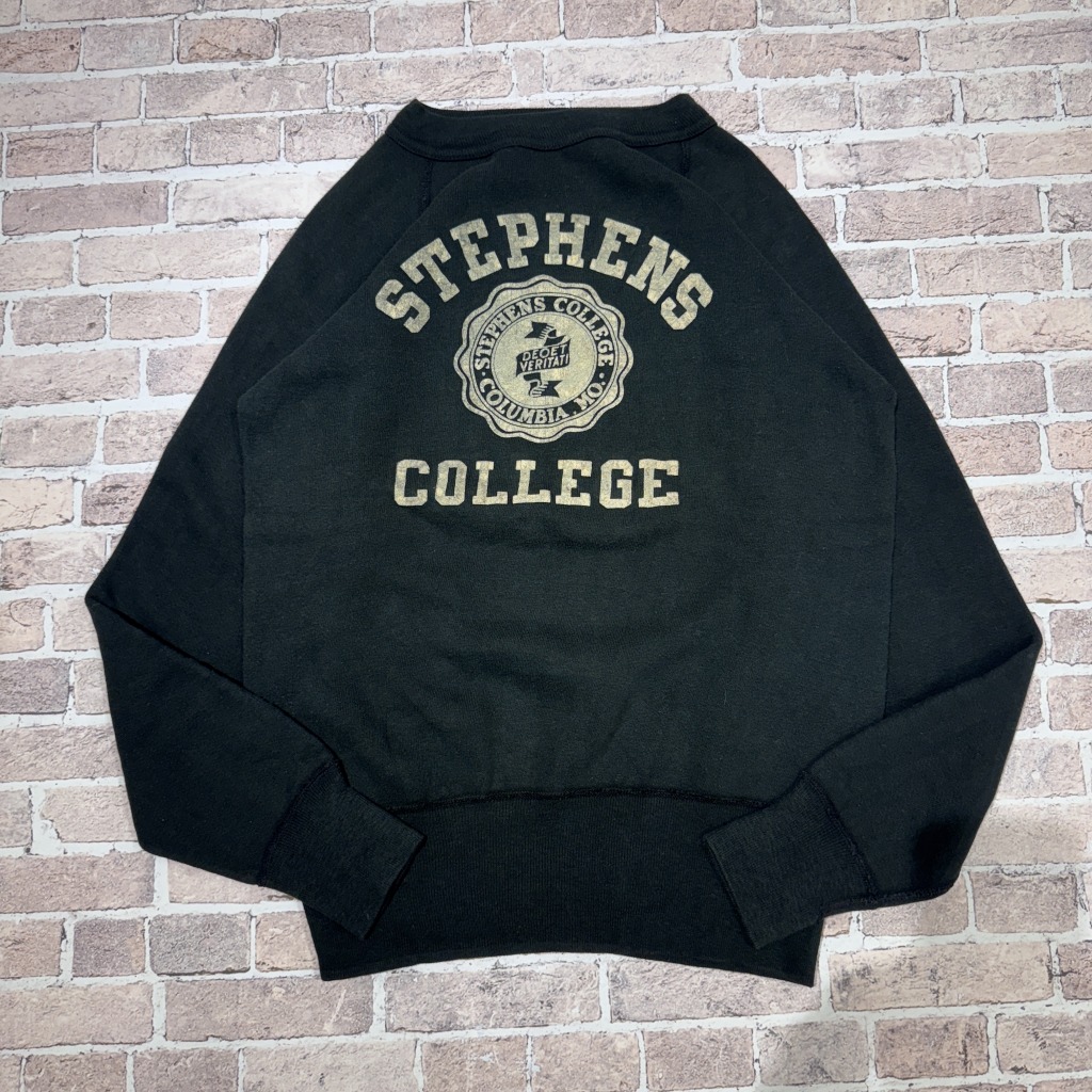 珍品　1960s vintage sweat フロッキープリント　袖二重ライン 珍品 1960s vintage sweat フロッキープリント 袖二重ライン