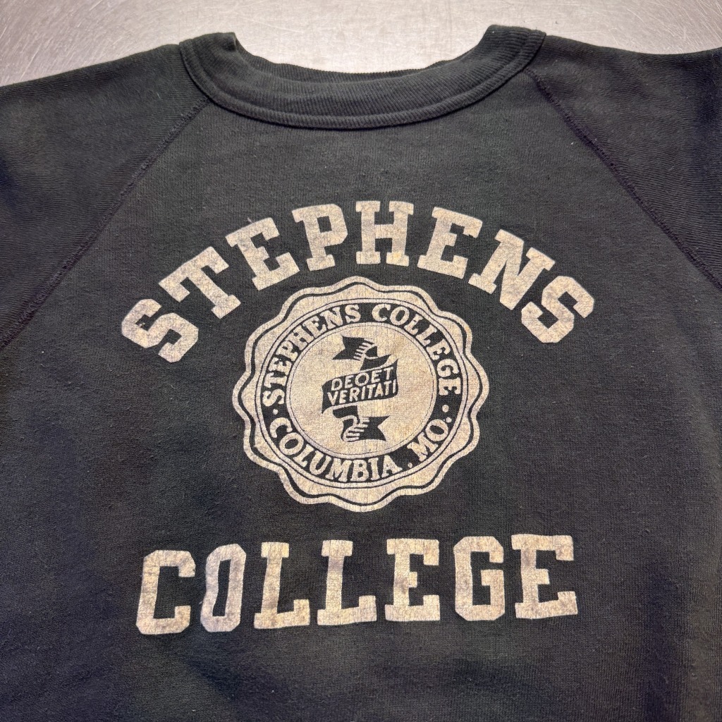 珍品　1960s vintage sweat フロッキープリント　袖二重ライン 珍品 1960s vintage sweat フロッキープリント 袖二重ライン