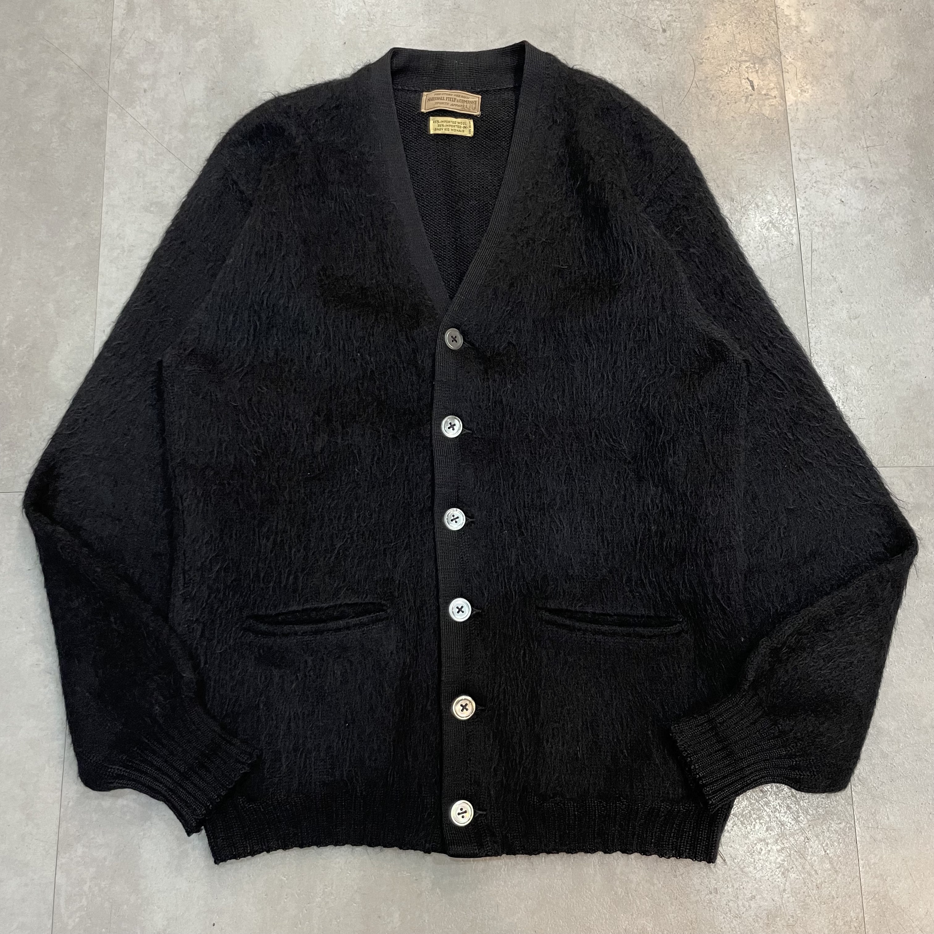 MARSHALL FIELD&CO MOHAIR CARDIGAN 50S 「ブラック、サイズ Ｍ