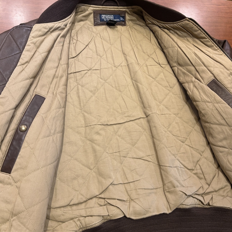 RALPH LAUREN MA-1 TYPE LEATHER JACKET BROWN｜SAFARI サファリ