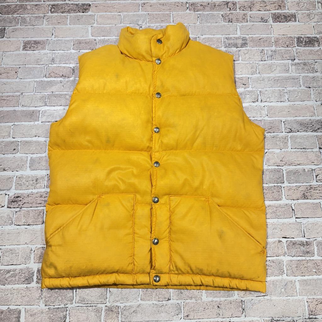 最終値下 レアカラー 70s オールドダウンベスト イエロー NORTH FACE DOWN VEST 70S 「レアカラー、イエロー、サイズ