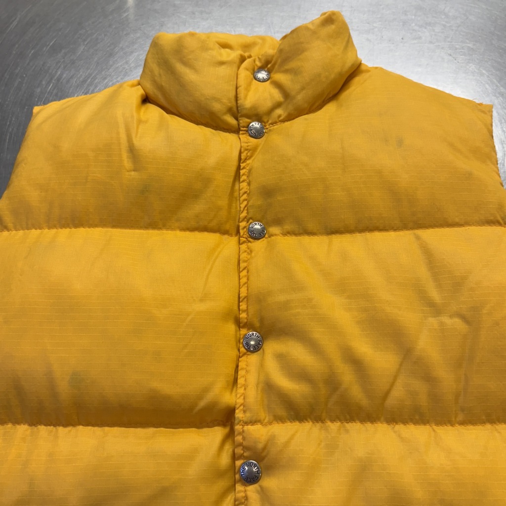 最終値下 レアカラー 70s オールドダウンベスト イエロー NORTH FACE DOWN VEST 70S 「レアカラー、イエロー、サイズ