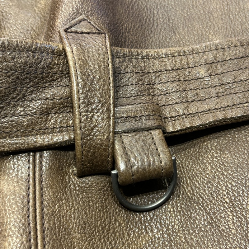 RALPH LAUREN LEATHER DOUBLE MOTORCYCLE COAT BROWN OLD MODEL