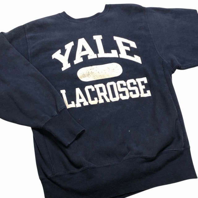 CHAMPION REVERSE WEAVE 90S 「USA製、紺×白、YALE3段プリント