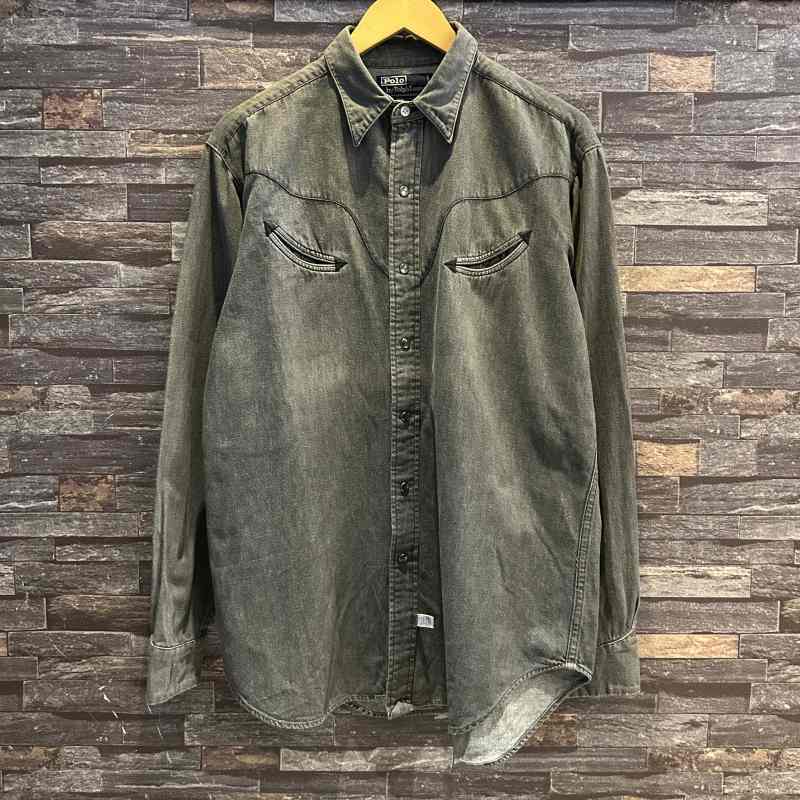 RALPH LAUREN BLACK DENIM WESTERN SHIRT 1990'S OLD｜SAFARI