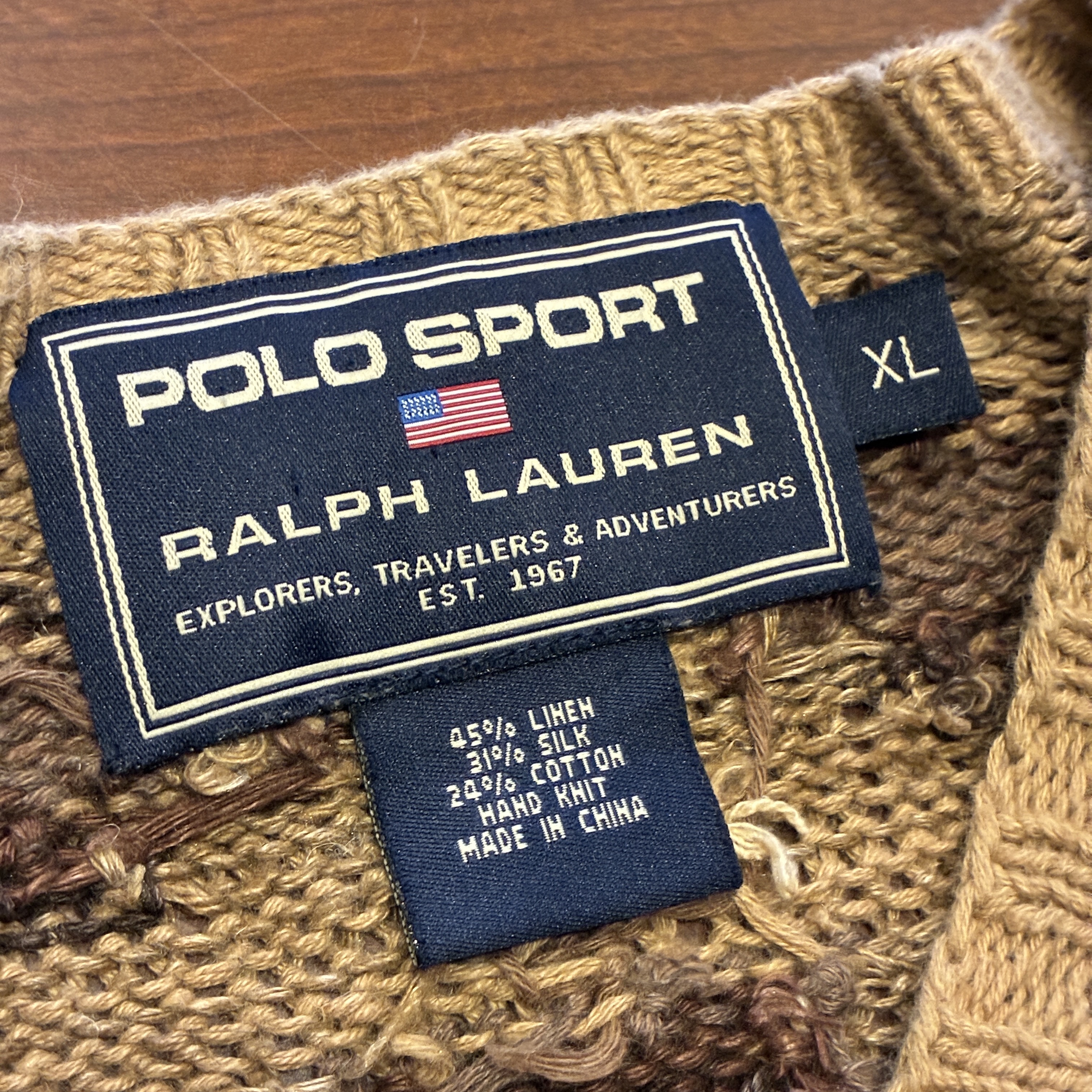 POLO SPORT NATIVE LINEN SILK COTTON SWEATER 1990'S OLD