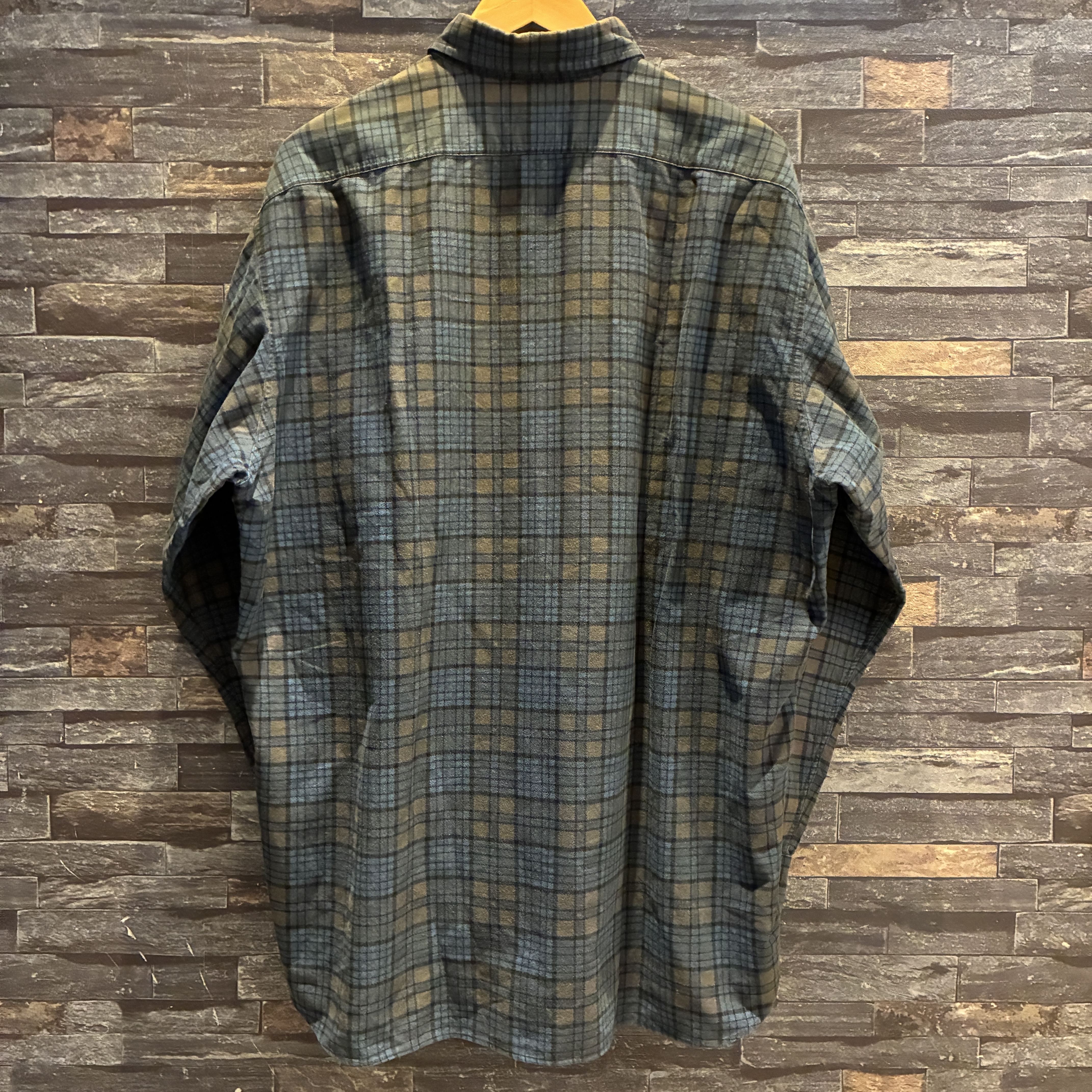 直筆サイン入りジャケット Retro G-style ラップ RRL PRINT FLANNEL CHECK SHIRT BLUE×BEIGE 1990'S OLD｜SAFARI