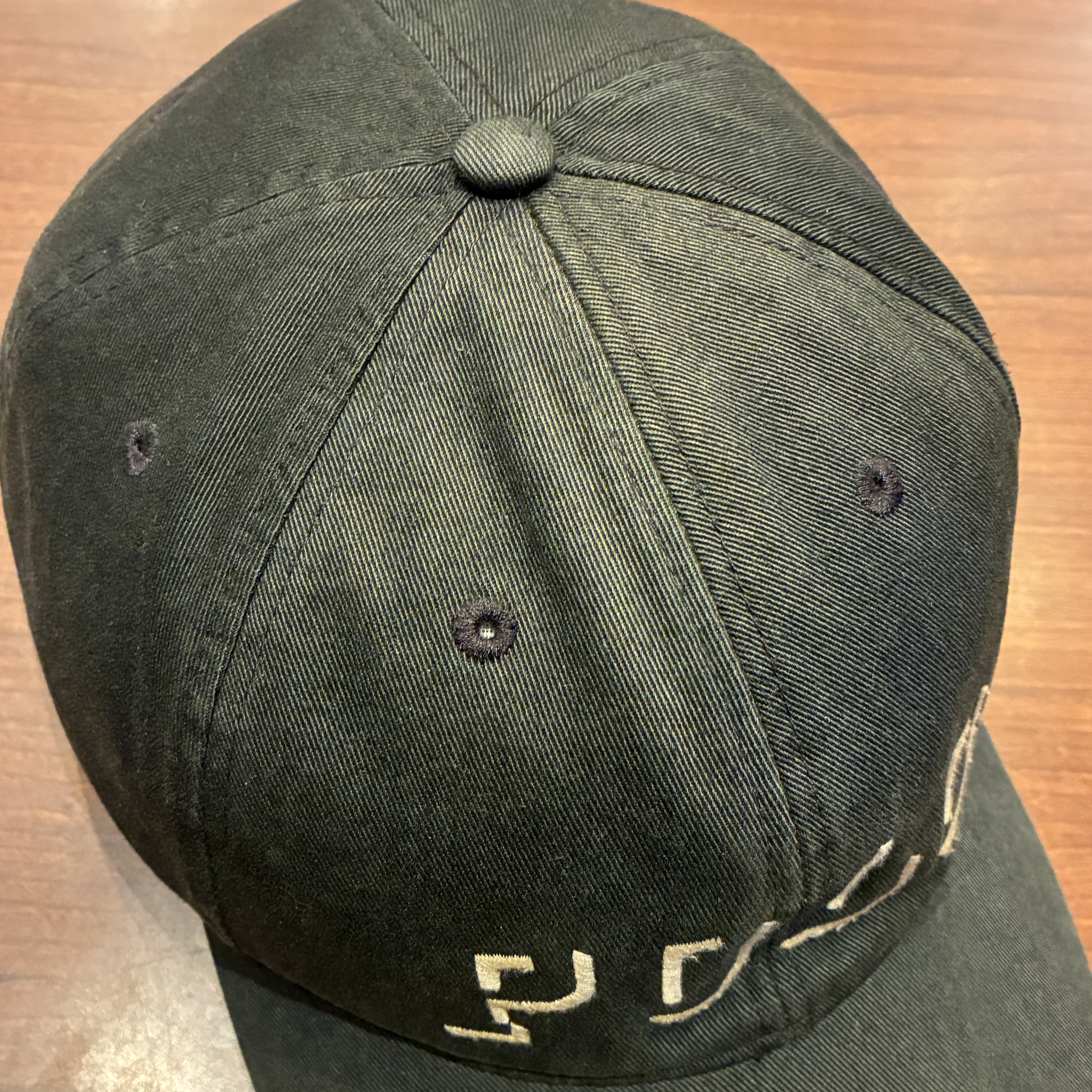 GEロゴフェルトウールCAP カーキ　90年代 ウールロゴ刺繍カーディガン カーキ| VINTAGE QOO TOKYO