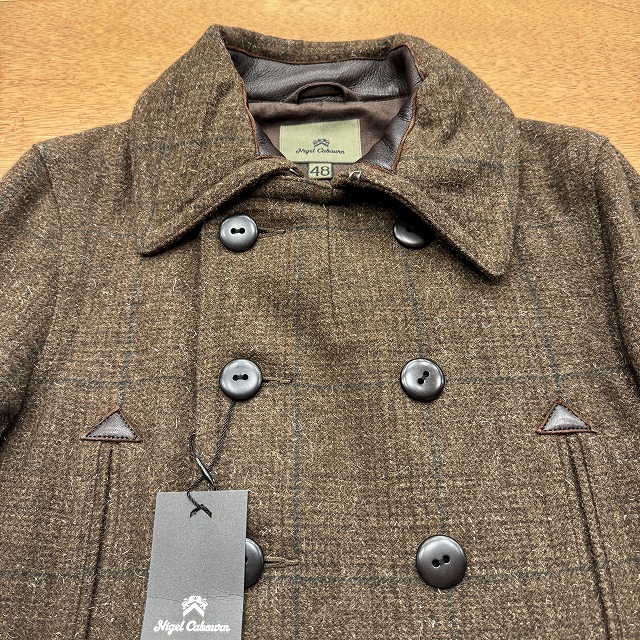 NIGEL CABOURN WOOL TWEED PEA COAT 「CHECK、NEW、SIZE 48」｜SAFARI