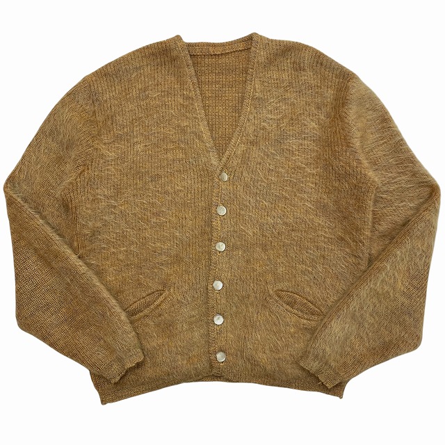 アンティークで60年前に買った金の織物 1960'S VINTAGE MOHAIR CARDIGAN 「シャギー、サイズM」｜SAFARI