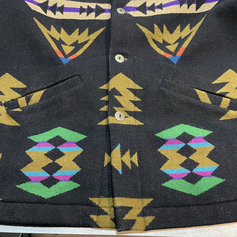 PENDLETON WOOL COAT 70S 「ネイティブ柄、ブラック」｜SAFARI