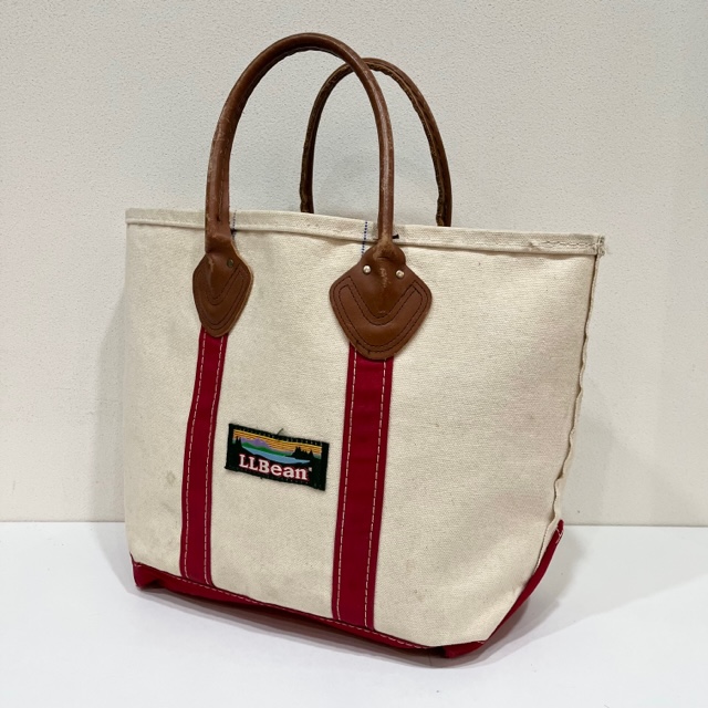 LL BEAN LEATHER HANDLE CANVAS TOTE 1980'S OLD 山タグ｜SAFARI