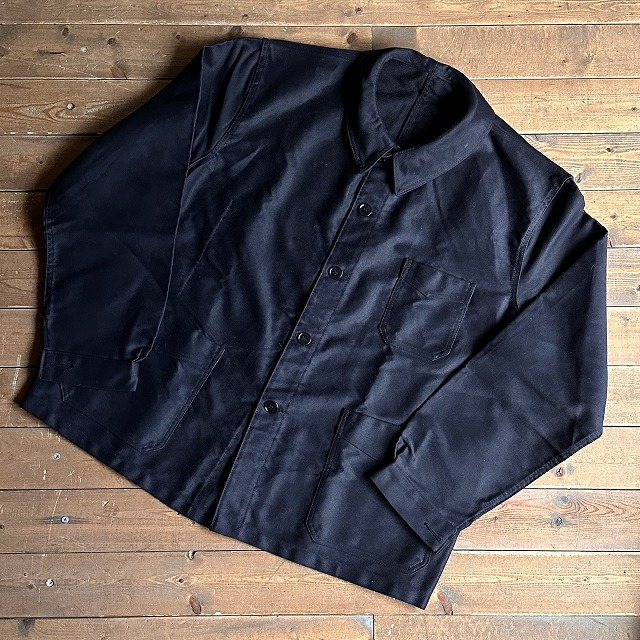 FRENCH VINTAGE BLACK MOLESKIN JACKET 