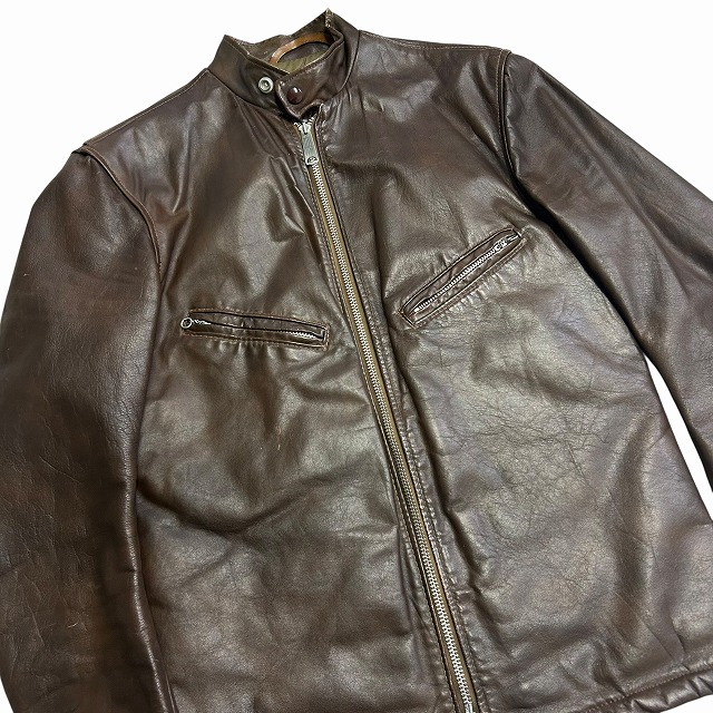 SCHOTT SINGLE LEATHER JACKET 70S 「逆ハ、ブラウン、サイズ36