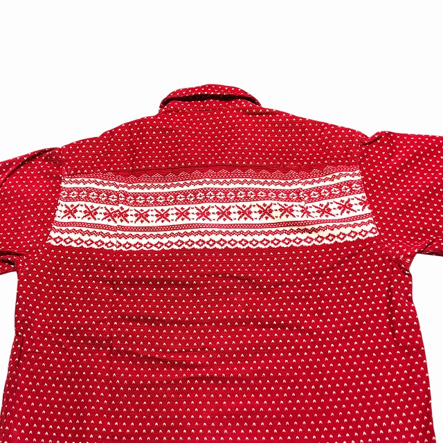 SANDY MAC DONALD PRINT CORDUROY SHIRT 50S 「赤×白、雪柄」｜SAFARI