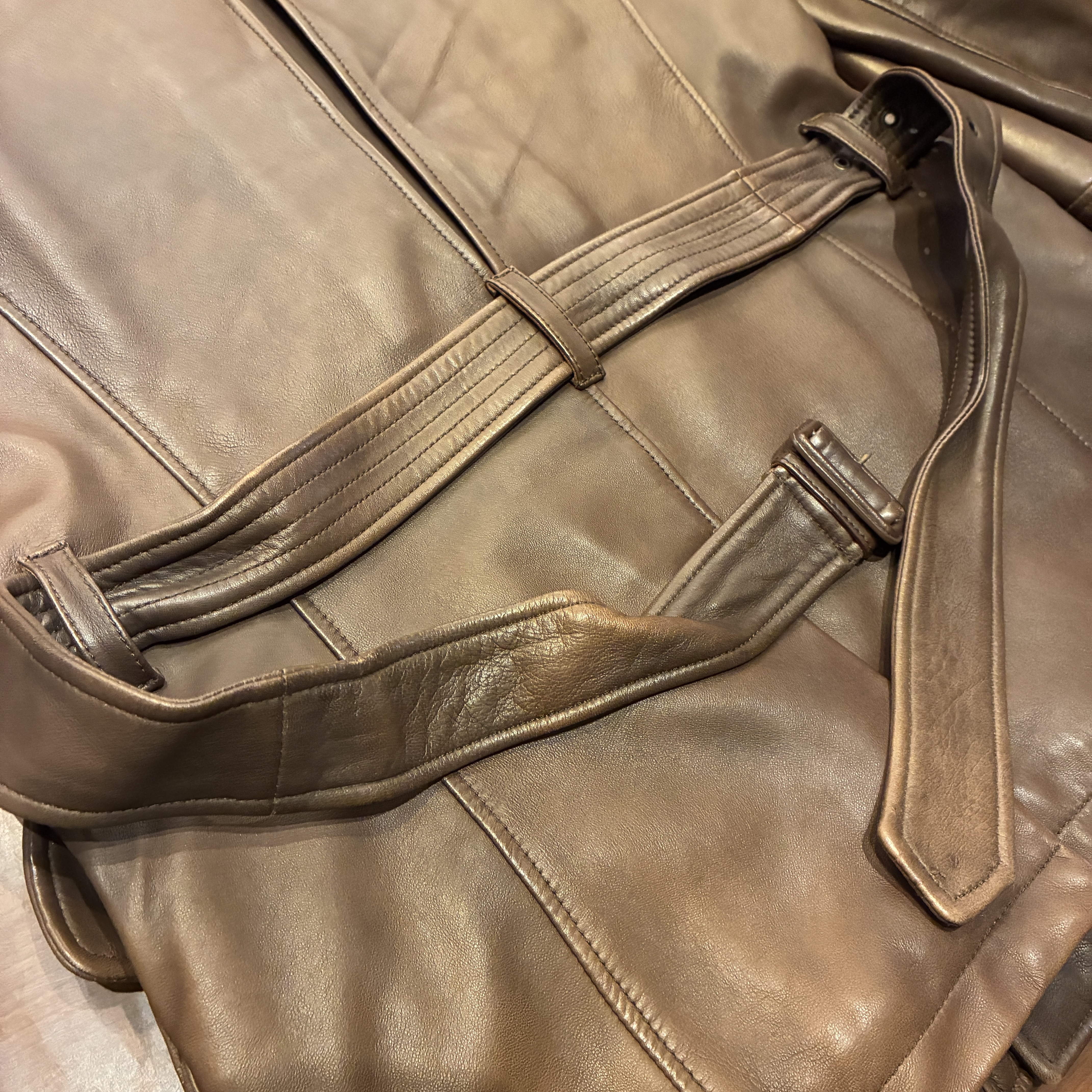 RALPH LAUREN PURPLE LABEL LAMB LEATHER DOUBLE-BREASTED SHEARING