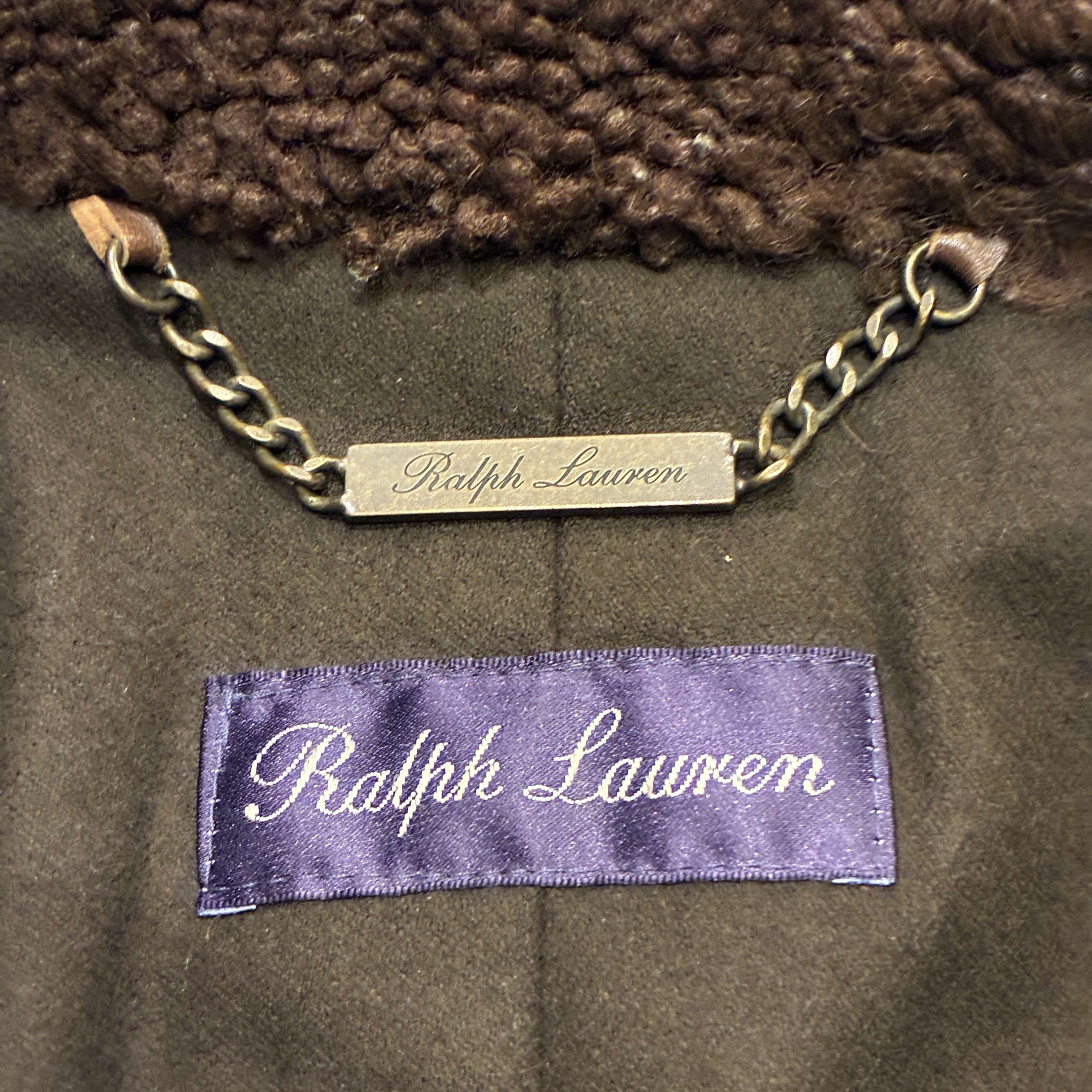 RALPH LAUREN PURPLE LABEL LAMB LEATHER DOUBLE-BREASTED SHEARING