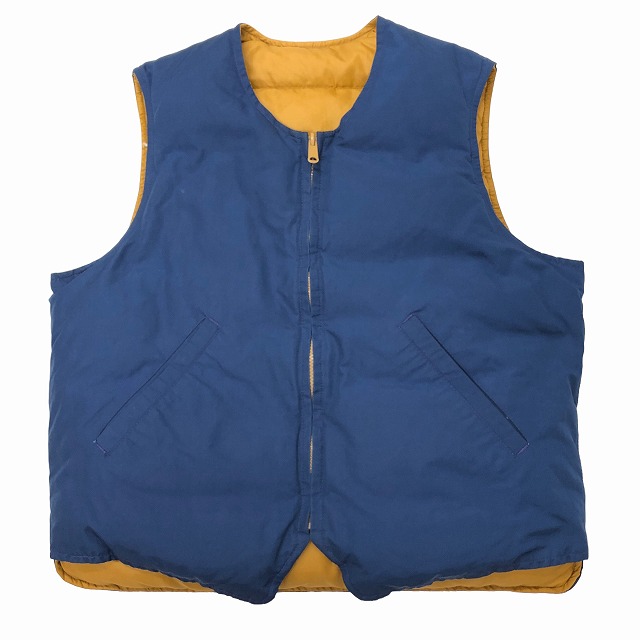 EDDIE BAUER RIVERSIBLE DOWN VEST 80S 「黒タグ、マスタード×ネイビー